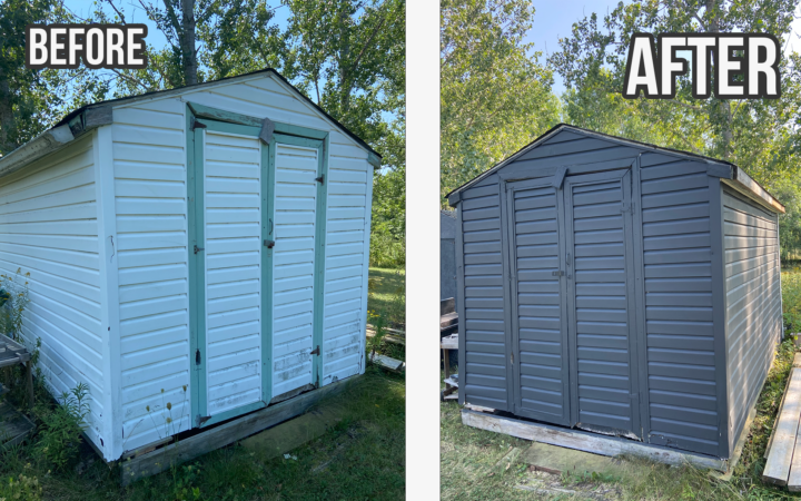 Before and After: Quick Backyard Shed Makeover! Iron Ore by Sherwin Williams