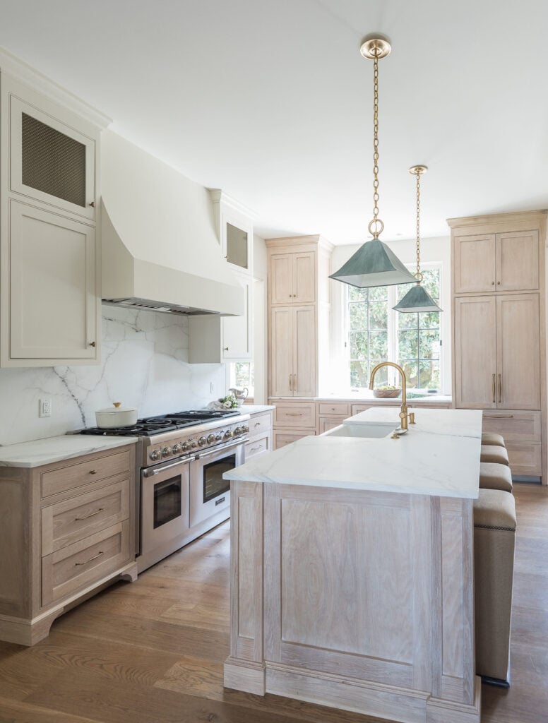 white oak kitchens, light wood cabinets, marble counter