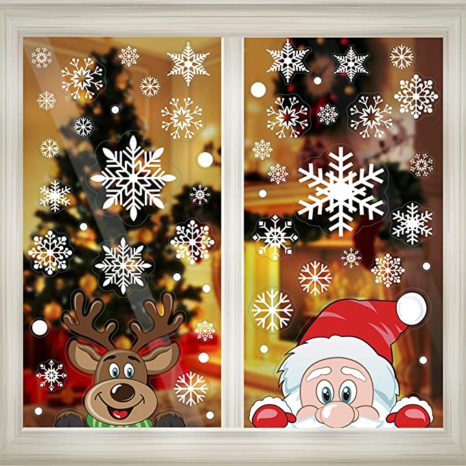 25 Christmas Decor Best Sellers on Amazon that Buyers are Obsessing Over;  Christmas Snowflake Window Cling Stickers for Glass