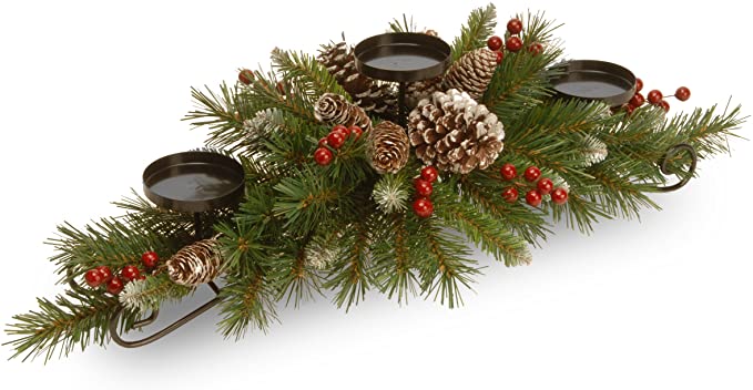 25 Christmas Decor Best Sellers on Amazon that Buyers are Obsessing Over;   Artificial Christmas Centerpiece with candle holders