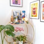 How to Create a Perfect Bar Cart That Will Have Your Guests Impressed! gold round bar cart