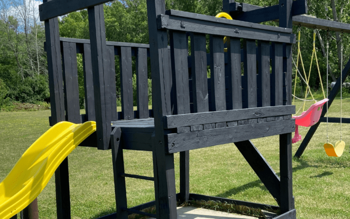 Our Backyard Playset Makeover; Check out how a little hard work and a few dollars can completely change the look of any playground for kids!