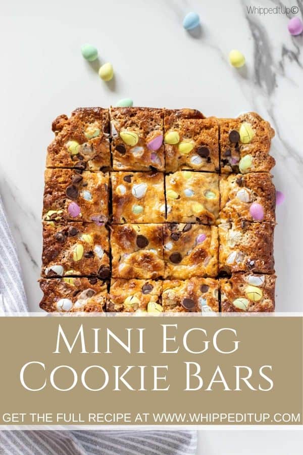 Mini egg cookie bars- 25 Creative Leftover Mini Eggs Recipes to Try This Easter; delicious and sweet recipes using extra Cadbury mini eggs - Baked goods, sweets, and cakes!