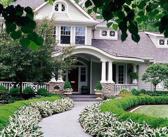lanscaping ideas for front of house, walkway, flowers