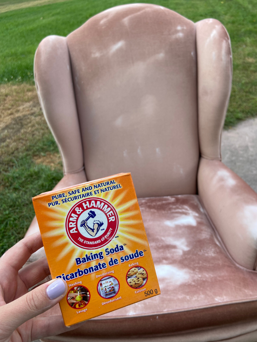 How To Clean Upholstered Chairs with Baking Soda; Learn how to clean upholstery chairs with baking soda to remove spills from kids, food stains, dirt, odors from pets, and other smudges/stains!