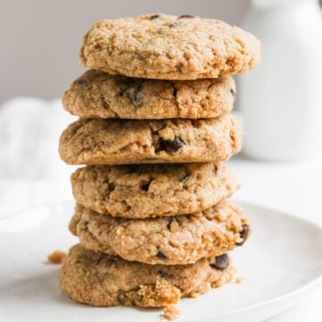 Whole Wheat Chocolate Chip Cookies; These soft-baked, dairy free, Whole Wheat Chocolate Chip Cookies are made with whole wheat flour instead of white flour but are just as delicious!