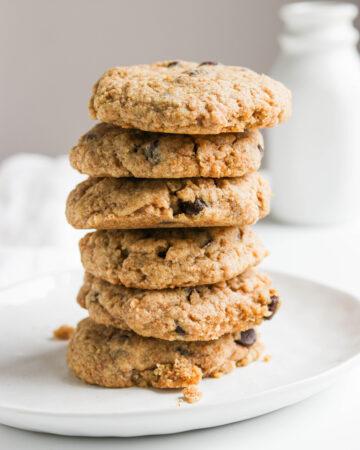 Whole Wheat Chocolate Chip Cookies; These soft-baked, dairy free, Whole Wheat Chocolate Chip Cookies are made with whole wheat flour instead of white flour but are just as delicious!