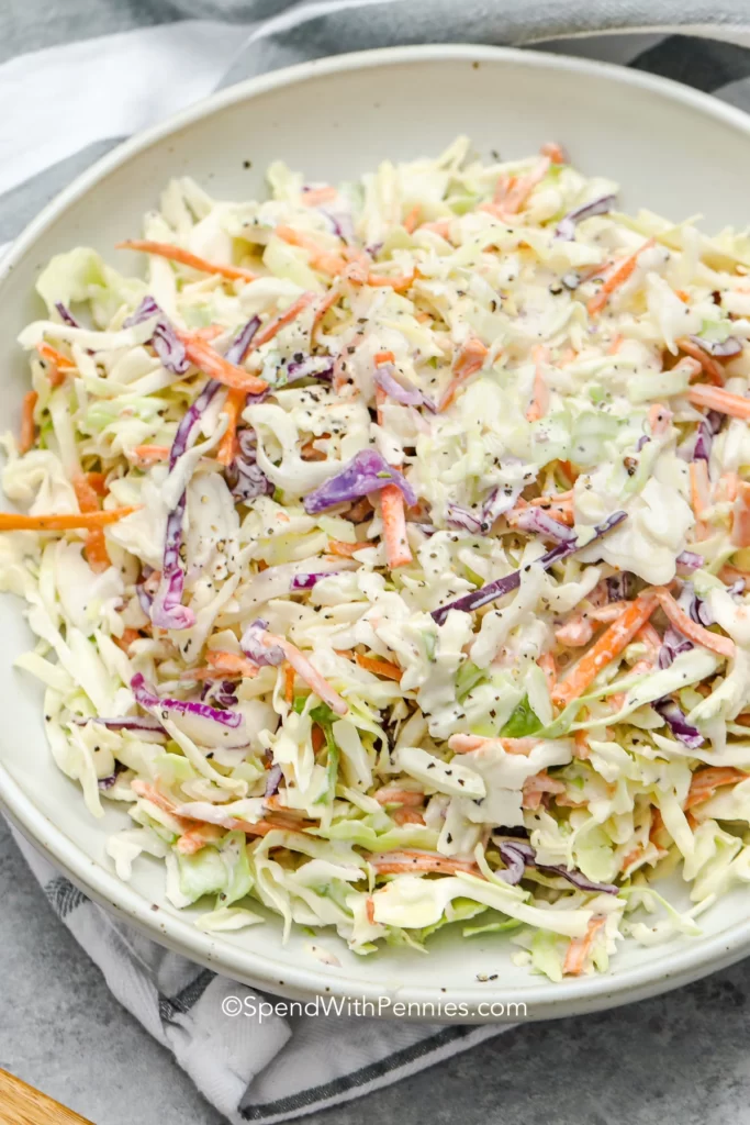 creamy Coleslaw recipe - What to Serve with Shredded BBQ Chicken; here are food + drink recipes and ideas to pair with your favourite shredded BBQ chicken!