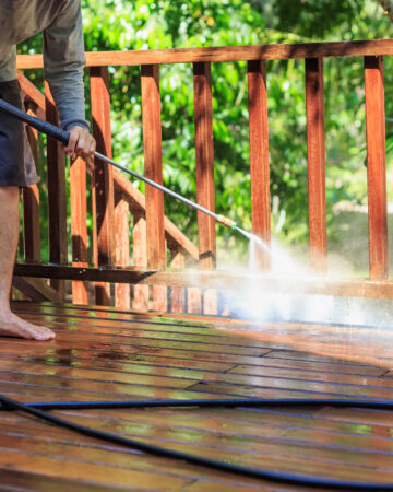 How to Pressure Wash a Deck; Easiest way to clean your wood deck. Learn how simple it is to pressure wash a deck with this easy to follow guide.
