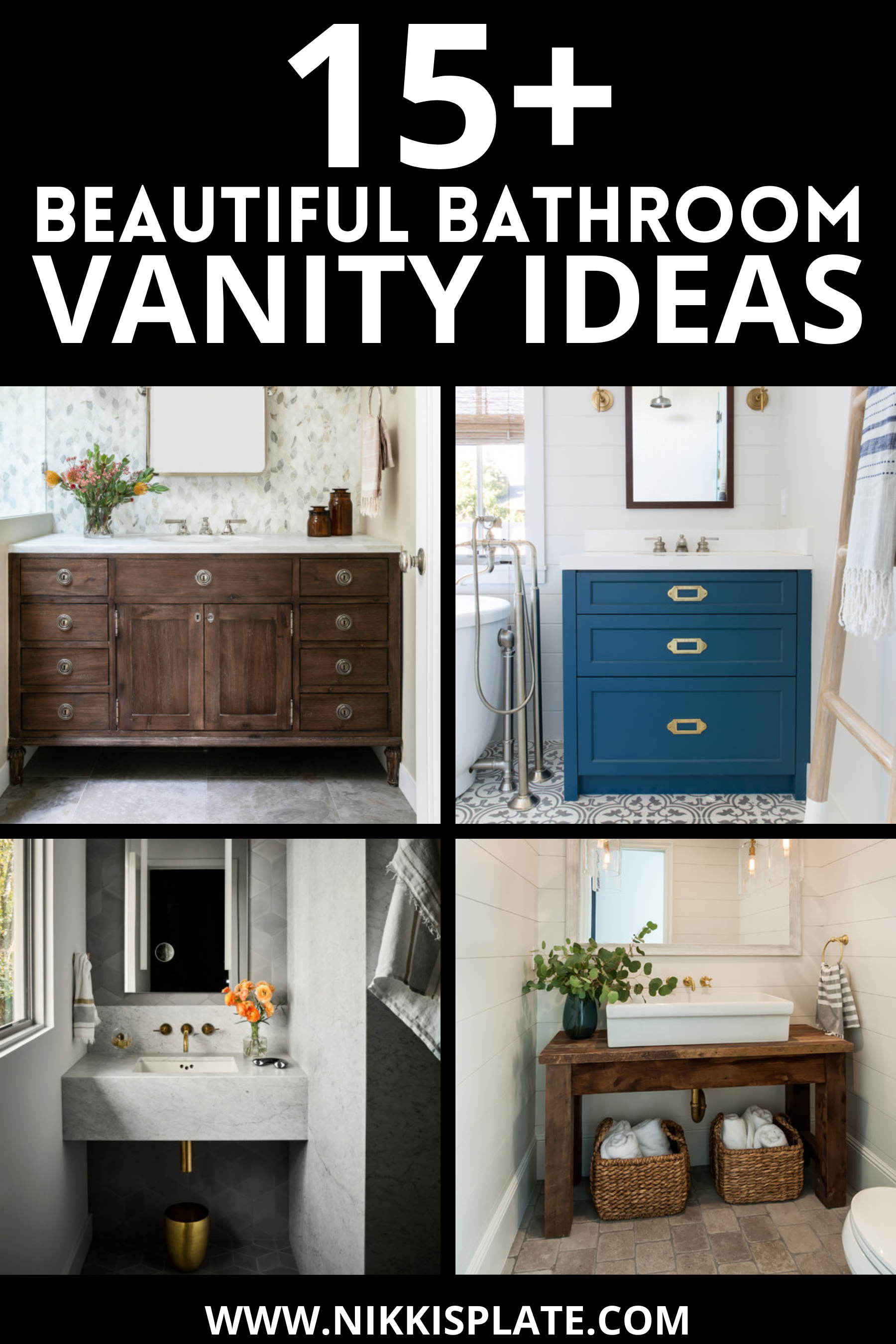 15 Beautiful Bathroom Vanity Ideas for Your Dream Bathroom; bathroom vanities inspo and trends to complete your ideal bathroom look! {Bathroom vanity ideas, bathroom vanities, Beautiful Bathroom Vanity Ideas, bathroom vanities, bathroom vanity, bathroom cabinets, bathroom vanities ideas}
