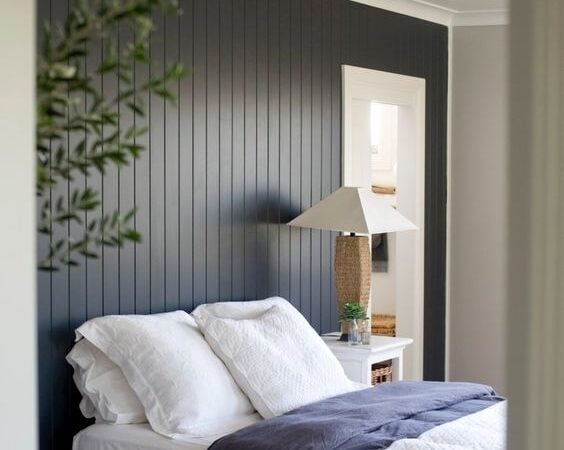Green wood paneling accent wall in bedroom ||45 Best Bedroom Accent Walls on Pinterest {best bedroom accent walls, bedroom accent wall ideas, best bedroom accent wall ideas, bedroom wall ideas, master bedroom accent walls, accent walls}