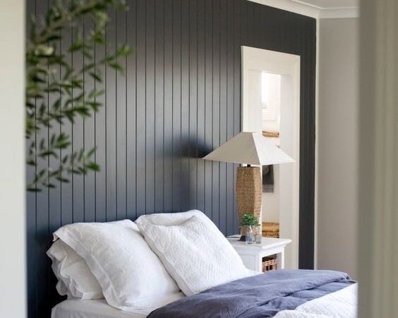 Green wood paneling accent wall in bedroom ||45 Best Bedroom Accent Walls on Pinterest {best bedroom accent walls, bedroom accent wall ideas, best bedroom accent wall ideas, bedroom wall ideas, master bedroom accent walls, accent walls}