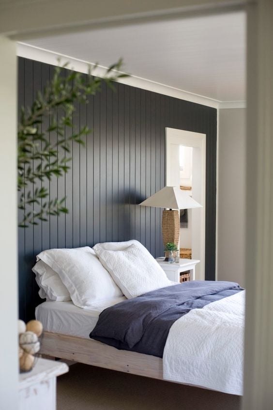 Green wood paneling accent wall in bedroom ||45 Best Bedroom Accent Walls on Pinterest {best bedroom accent walls, bedroom accent wall ideas, best bedroom accent wall ideas, bedroom wall ideas, master bedroom accent walls, accent walls}