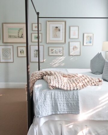 Bedroom Benjamin Moore Quiet Moments Paint Color: pale blue paint color inspiration for a tranquil and serene room.
