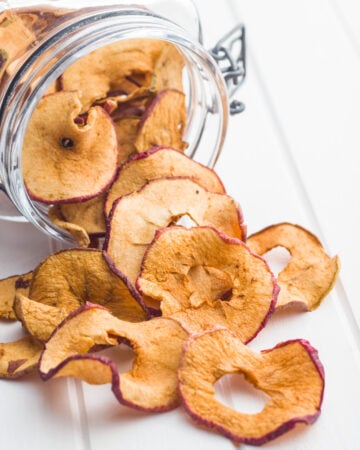 Cinnamon Dried Apple Rings; a healthy homemade snack recipe using only a few ingredients with or without a dehydrator!
