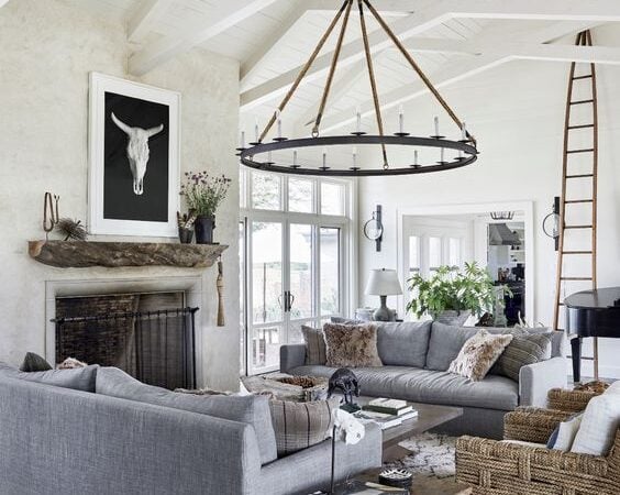 Grey Modern Farmhouse Living Room Ideas; ranch style decor pieces