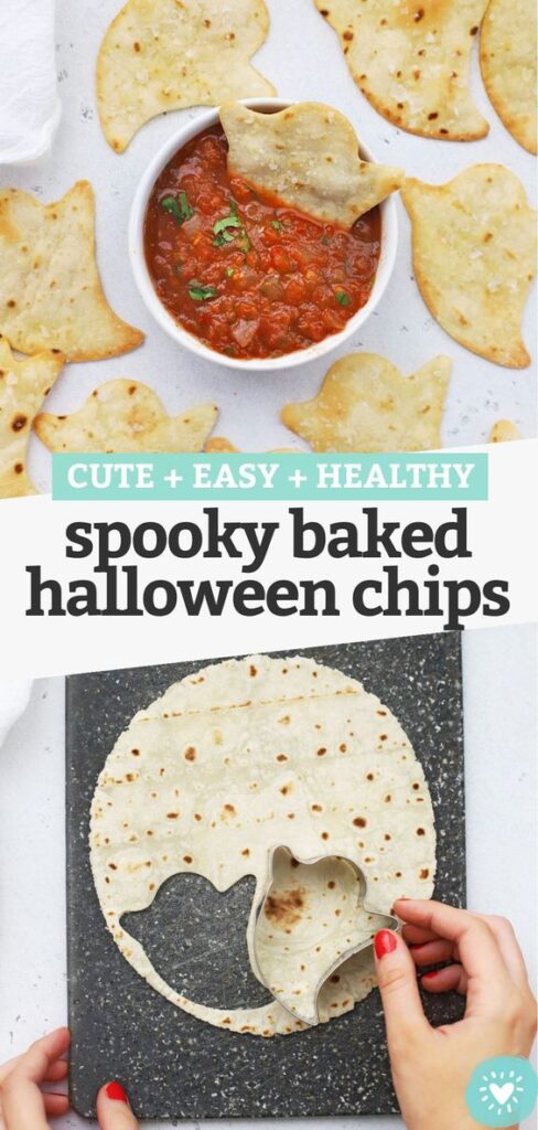 Spooky Baked Ghost Chips || || 15 Healthy Halloween Treats Toddlers Will Love; Looking for healthy Halloween snacks for kids? Here are many favourite healthy halloween recipes for toddlers!