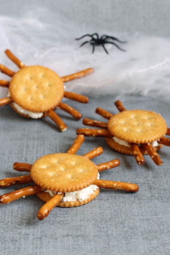 Spider Crackers || 15 Healthy Halloween Treats Toddlers Will Love; Looking for healthy Halloween snacks for kids? Here are many favourite healthy halloween recipes for toddlers!