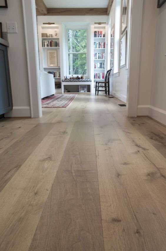 20 BEST Modern Farmhouse Flooring Ideas; living room white oak hardwood floors