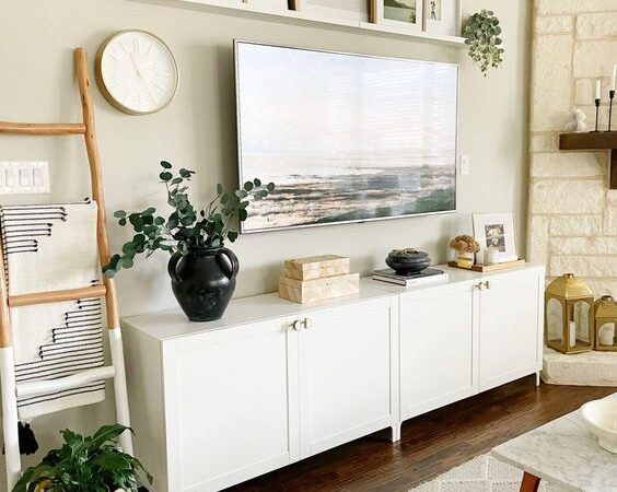 40 TV Stand Decor Ideas to Elevate Your Living Room; Here are ways you can decorate your TV stand to make watching TV that much more enjoyable!