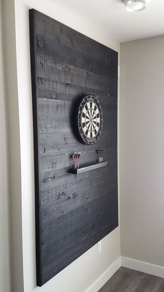 Darts board - Basement Game Room Ideas; Here are some brilliantly entertaining game room basement ideas with game room decor to spark your next project!