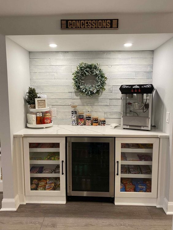 Snack Bar - - Basement Game Room Ideas; Here are some brilliantly entertaining game room basement ideas with game room decor to spark your next project!