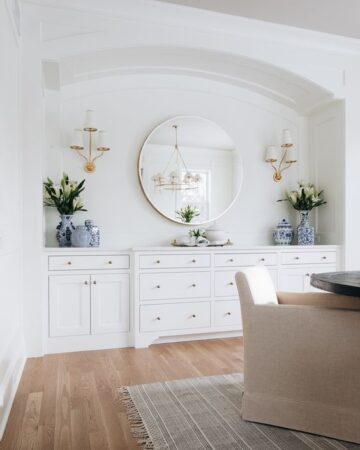 Tips to style a dining room buffet to make it the center piece in your dining room! Get creative with these buffet design ideas!
