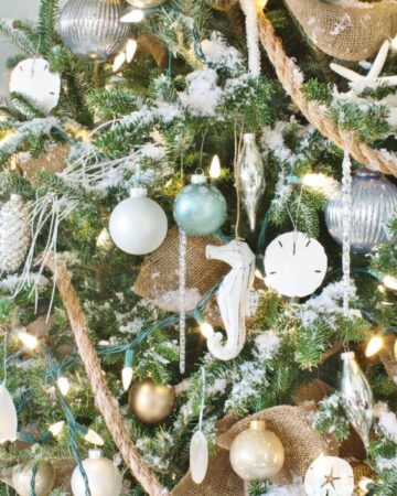 Beach Themed Christmas Ornaments; A collected list of Beach Christmas Ornaments, Seashell Christmas Ornaments, beach themed christmas tree ornaments, beach christmas, coastal christmas ornaments, seaside Christmas Ornaments, Shell Christmas Ornaments, and more!