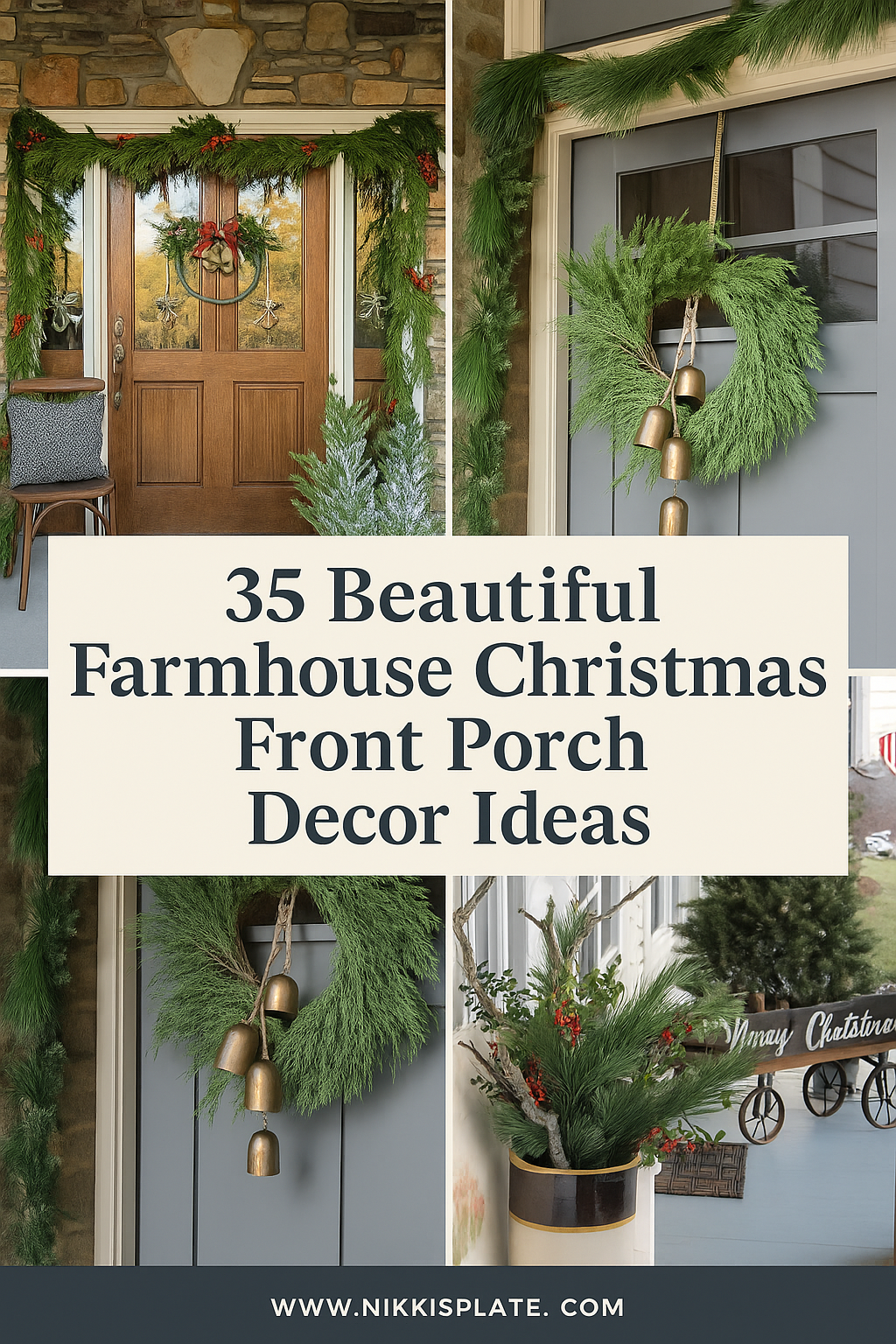 Transform your entryway with these Farmhouse Christmas Front Porch Decor ideas. From rustic wreaths to cozy lanterns and greenery, get inspired to create a warm, festive welcome this holiday season.
