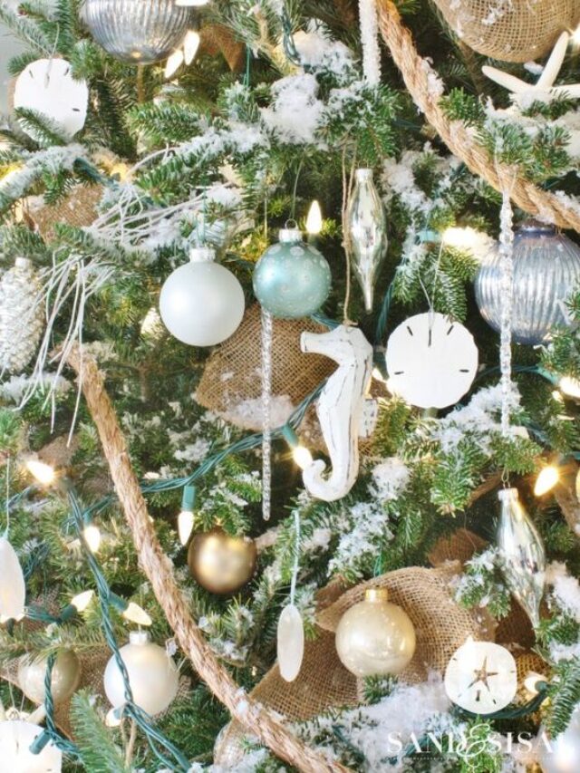 Beach Themed Christmas Ornaments; A collected list of Beach Christmas Ornaments, Seashell Christmas Ornaments, beach themed christmas tree ornaments, beach christmas, coastal christmas ornaments, seaside Christmas Ornaments, Shell Christmas Ornaments, and more!