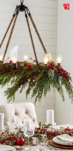 Chandelier Christmas Decor Ideas; a list of 40 festive chandelier Christmas decor ideas that are sure to add some sparkle to your dining room this holiday season!