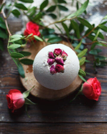 DIY Rose Petal Bath Bombs; a quick and easy recipe on how to make rose petal bath bombs. Simple natural ingredients that are great for the skin and relaxation!