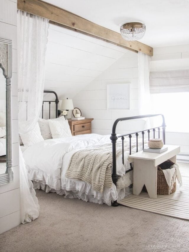 farmhouse bedroom, farmhouse style bedroom, farmhouse decor, farmhouse decorating ideas, modern farmhouse bedroom, bedroom design, rustic bedroom