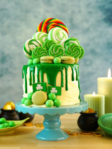 St Patrick's Day theme candyland novelty drip cake and party table. - Top 10 St. Patrick's Day Dessert Recipes; St. Patrick's day recipes for desserts along with other green recipes for this Irish holiday!