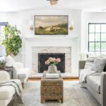 Fireplace Ideas With TV Above; Enjoy the warmth next to a burning fire while watching your favourite movie or show with these living room ideas!