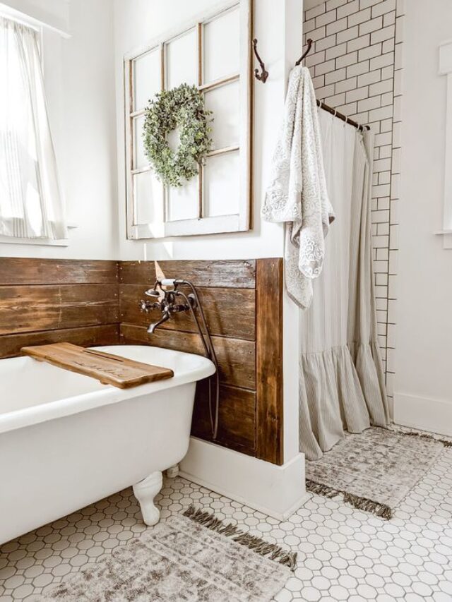 Farmhouse Shower Curtain Ideas 4
