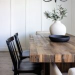 Tips to Design a Beautiful Dining Room Around a Farmhouse Table; Here are some helpful tricks to use when designing your rustic farmhouse dining room!