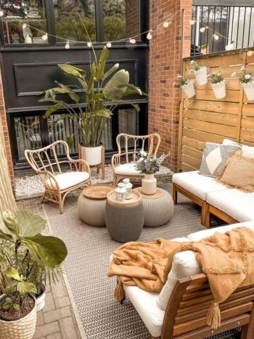 Boho Patio Furniture Ideas; The boho patio furniture ideas in this post include eclectic patio chairs, wall decor with rustic appeal, and even boho metal planters for your garden!