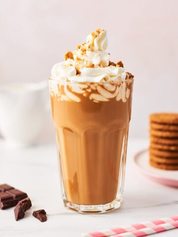 Healthy Iced Mocha Latte Recipe; a refreshing morning drink. It's bold and full of chocolate flavor, yet smooth and not too strong. It's the perfect pick-me-up with a splash of caffeine.