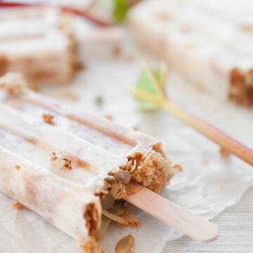 Rhubarb Yogurt Popsicles with Granola Recipe; This delicious recipe combines tangy rhubarb with creamy Greek yogurt, creating refreshing popsicles that are perfect for summertime. With the addition of crunchy granola, these popsicles provide a delightful texture that will leave you craving for more. Try this easy and healthy recipe today!