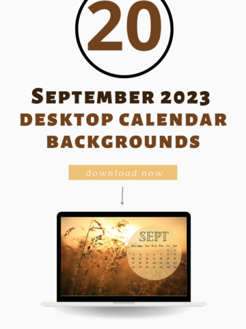 September 2023 desktop calendar backgrounds;  Here are your free August backgrounds for computers and laptops. Tech freebies for this month!