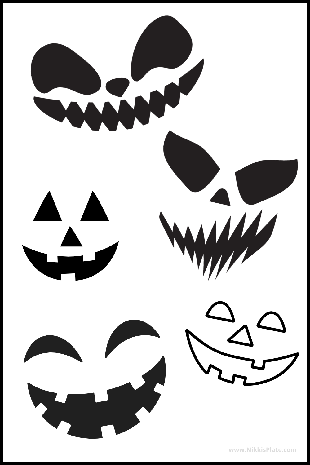 25 FREE Creepy Jack o'lantern Faces Printable Stencils - NP