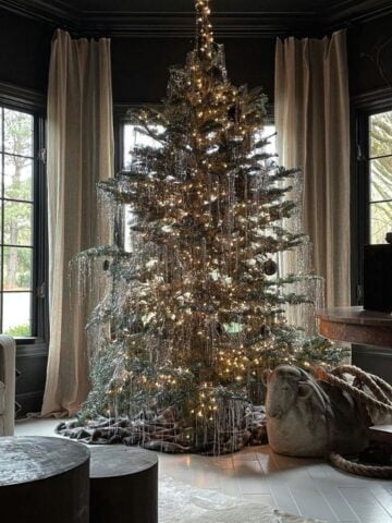 20 Tinsel Christmas Tree Ideas: Discover creative ways to set the holiday mood with my round-up of 20 cute Tinsel Christmas Tree ideas. Bring a touch of sparkle and vintage charm to your home this festive season with my tinsel covered tree inspiration!