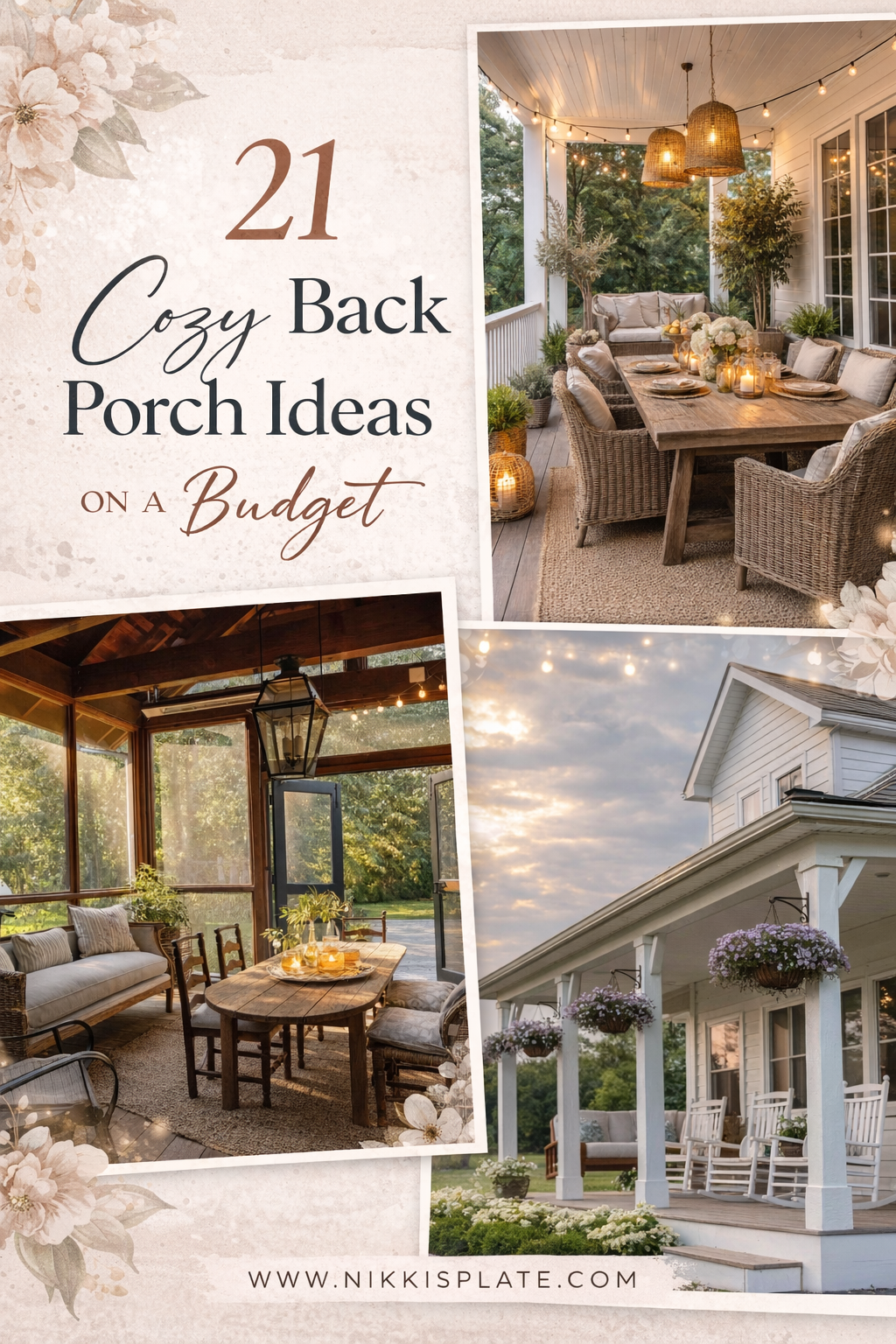 Cozy back porch ideas on a budget that are simple, stylish, and easy to recreate! From small back porch ideas to outdoor living space inspiration, these decorating ideas will help you create a cozy outdoor space you’ll love all season long. #backporchideas #cozyhome #outdoordecor
