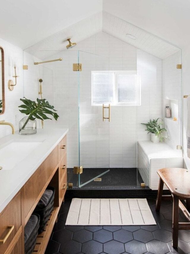 30 STUNNING BLACK TILE BATHROOM FLOOR IDEAS