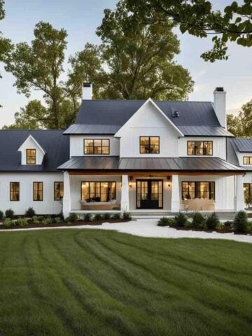 Here are 25 breathtaking white modern farmhouses that blend rustic charm with sleek contemporary design.