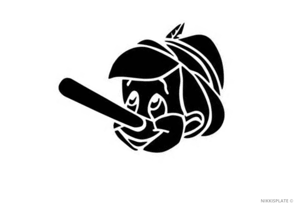 Pinocchio pumpkin carving stencil featuring his recognizable hat, nose and profile.