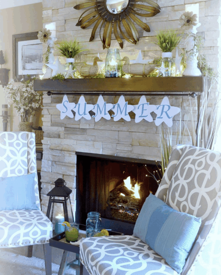 30 Summer Mantel Decor Ideas to Brighten Your Living Room