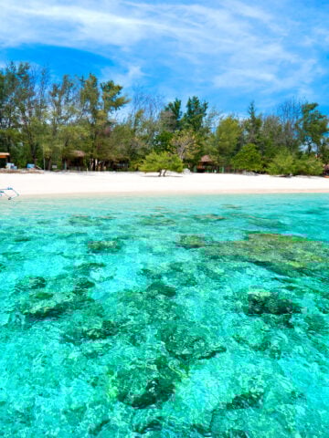 Beautiful sea and coastlines of Gili Meno, Indonesia.