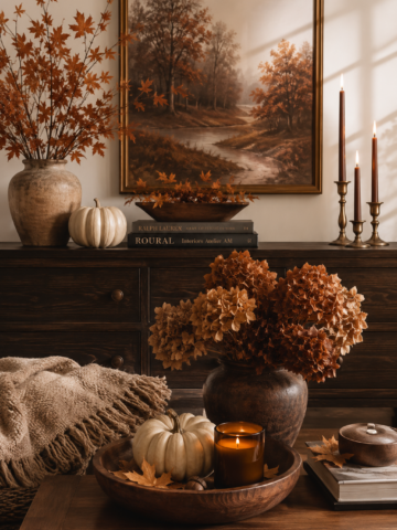 Discover the top fall decor trends for 2026 with cozy, stylish ideas for creating a warm and inviting home. From dark wood finishes and vintage accents to rich earthy colors, brass candlesticks, soft textiles, and elegant pumpkin decor, this fall decorating inspiration is perfect for a cozy autumn home refresh.